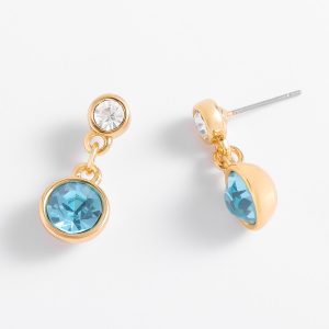 Aretes con baño de oro 18k y piedras cristal y azul