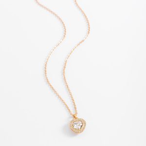 Collar de Baño de Oro con Dije Corazón y Piedras