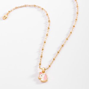 Collar con dije de unicornio en baño de oro de 18k