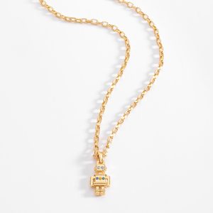 Collar en baño de oro con colgante de robot divertido