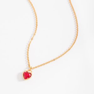 Collar con dije de corazón en baño de oro 45 cm